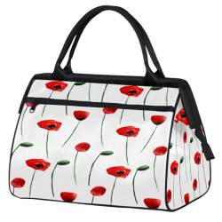 Spring Poppy Flowers Travel Duffel Bag for Women Men 24L, Poppy Print Weekend Bag Sports Tote Gym Travel Overnight Weekender Bag, farbe, (24L) UK, Taschen-Organizer von TropicalLife