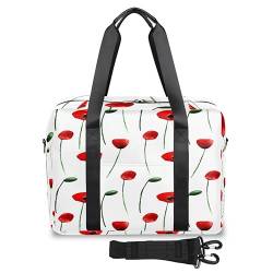 Spring Poppy Flowers Travel Duffel Bags for Women Men Poppy Print Weekend Overnight Bag 32L Large Cabin Holdall Tote Bag for Travel Sports Gym, farbe, 32 L, Taschen-Organizer von TropicalLife