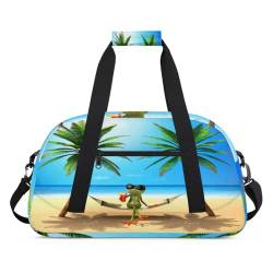 Summer Frog Beach Sports Duffel Bag for Women Men, Tropical Frog 24L Weekend Overnight Bag Tote Holdall Travel Gym Bag for Kids Girls Boys, farbe, (24L) UK, Taschen-Organizer von TropicalLife