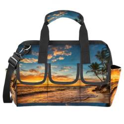 Sunrise Tropical Beach Werkzeugtasche Strand Multifunktions-Werkzeug-Organizer Handtasche Elektriker Handwerker mit Schultergurt Tote Werkzeugtaschen für Werkzeuge Kleinteile, farbig, L von TropicalLife