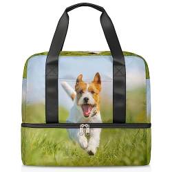 Terrier Hund Sommer Reise Duffel Bag für Männer Frauen 21L Niedliche Hund Wochenende Tasche Nass Getrennt Sport Tote Gym Reise Weekender Tasche, multi, 21L, Reisetasche von TropicalLife