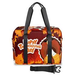 Thanksgiving Day Happy Travel Duffel Bags for Women Men Autumn Thanksgiving Weekend Overnight Bag 32L Large Cabin Holdall Tote Bag for Travel Sports Gym, farbe, 32 L, Taschen-Organizer von TropicalLife