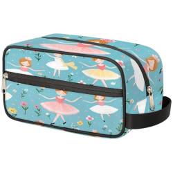 Tragbare Reise Kulturbeutel Blume Ballerinas Muster Make-up Organizer Tasche Waschbeutel Große Toilettenartikel Kosmetik Fall für Frauen Männer Mädchen Junge, mehrfarbig, 10.5x4.4x5.3inch von TropicalLife