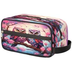 Tragbare Reise-Kulturtasche Eule Vögel Blume Zweig Flroal Make-up Organizer Tasche Waschbeutel Große Toilettenartikel Kosmetikkoffer für Frauen Männer Mädchen Jungen, mehrfarbig, 10.5x4.4x5.3inch von TropicalLife