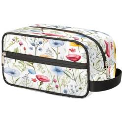 Tragbare Reise-Kulturtasche Frühling Wildblume Blumen Kräuter Make-up Organizer Beutel Waschbeutel Große Toilettenartikel Kosmetikkoffer für Frauen Männer Mädchen Jungen, mehrfarbig, 10.5x4.4x5.3inch von TropicalLife