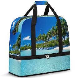 Tropical Beach Faltbare Reisetasche Tropical Palm 47L Wochenendtasche mit Trolley-Hülle, nass getrennte Schultertasche für Sport, Fitnessstudio, Reisen, multi, 47L, Reisetasche von TropicalLife