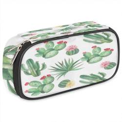 TropicalLife Federmäppchen mit Blumenmuster, Kaktus-Muster, PU-Leder, Stifttasche, Kaktus-Bleistiftbeutel, Reißverschluss, Schreibwaren, Kosmetik, Make-up-Taschen für Kinder, Mädchen, Jungen, Männer, von TropicalLife