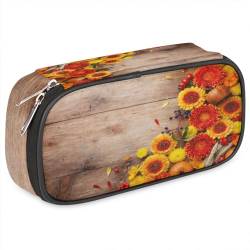 TropicalLife Herbst Halloween Federmäppchen PU Leder Stifttasche Herbst Kürbis Bleistift Beutel Reißverschluss Schreibwaren Kosmetik Make-up Taschen für Kinder Mädchen Jungen Männer Frauen, farbe, von TropicalLife