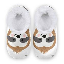 TropicalLife Kawaii Animal Sloth Leaf Women Men Closed Back House Slippers Comfort Coral Fleece Fuzzy Feet Slippers Home Shoes for Indoor Outdoor von TropicalLife