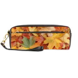 TropicalLife Maple Leafm Federmäppchen, PU-Leder, Stifttasche für Kinder, Mädchen, Jungen, Herren, Damen, Herbst, Ahorn-Stifttasche, Reißverschluss, Schreibwaren, Kosmetik, Make-up-Taschen, farbe, von TropicalLife