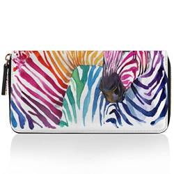 TropicalLife Niedliche Zebra-Geldbörse, mehrere Kreditkartenhalter, Tasche, buntes Zebra-Clutch, Geldbörse für Damen, Leder, Reißverschluss, lange Geldbörse, mehrfarbig, Einheitsgröße von TropicalLife