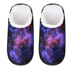 TropicalLife Universe Galaxy Star Space Cozy Plüsch Haus Slipper Weiches Fleece Home Slipper Fell Slide On House Schuhe Schlafzimmer Hotel Indoor, Multi, 36/39 EU von TropicalLife