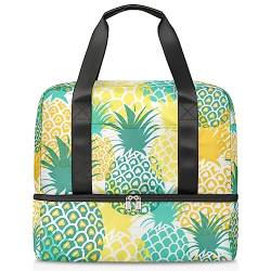 Tropische Ananas-Reisetasche 21 l Sommer Ananas Wochenende Tasche nass getrennte Sporttasche Gym Reisetasche für Männer Frauen Wochenendtasche, multi, 21L, Reisetasche von TropicalLife