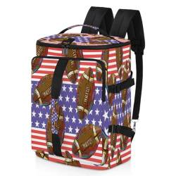 USA Fußball Flaggen Sport Duffel Rucksack für Männer Frauen, Fußball Wochenende Tasche mit Schuhfach Tote Übernachtungstasche 47,5L für Sport Gym Reisen, farbe, 47.5L, Taschen-Organizer von TropicalLife