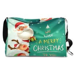 Weihnachten Niedliche Leder Duffle Bag für Mann Frau Jungen Mädchen, Frohe Weihnachten Wochenende Übernachtung Sport Turnbeutel Reisetasche Single Shoulder Crossbody Handtasche, farbe, 18.5L, von TropicalLife