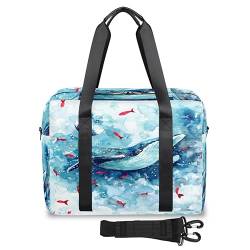 Whale Fish Travel Duffel Bags for Women Men Autumn Whale Weekend Overnight Bag 32L Large Cabin Holdall Tote Bag for Travel Sports Gym, farbe, 32 L, Taschen-Organizer von TropicalLife