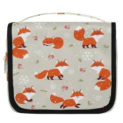 Winter Fox Niedliche Reise Kulturbeutel für Damen Herren Fuchs Cartoon Waschbeutel Tasche Hängende Toilettenartikel Kosmetik Make-up Organizer, farbe, 4.7 L, Taschen-Organizer von TropicalLife