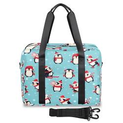 Winter-Pinguin-Reisetasche für Damen und Herren, niedlicher Pinguin, Wochenend-Übernachtungstasche, 32 l, große Kabine, Tragetasche, Tragetasche für Reisen, Sport, Fitnessstudio, farbe, 32 L, von TropicalLife