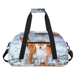 Winter Shiba Dog Sports Duffel Bag for Women Men, Dog 24L Weekend Overnight Bag Tote Holdall Travel Gym Bag for Kids Girls Boys, farbe, (24L) UK, Taschen-Organizer von TropicalLife