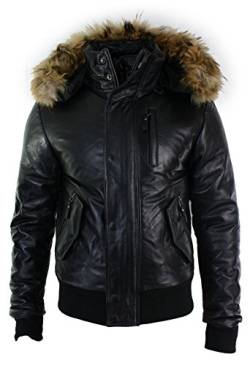 Men's Bomber Jacket Outwear Windproof Winter Puffer Real Leather Jackets Coat Fur Hoodrjacke Winddicht Winter Puffer Echtleder Jacken Mantel Fell Kapuze von TruClothing.com