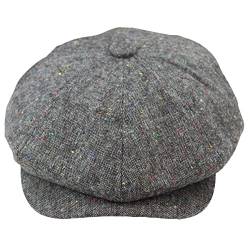 TruClothing.com 8 Bahnen Baker Boy Mütze Shelby Hut Wolle Vintage Tweed Braun Grau Razor - grau M von TruClothing.com