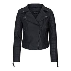 TruClothing.com Damen Biker Lederjacke Brando Matt Schwarz Motorrad Slim Fit Vintage Retro - schwarz L von TruClothing.com