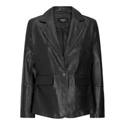 TruClothing.com Damen Echtleder Blazer Jacke Kurz 1 Buton Braun Tan Schwarz Klassisch Retro - schwarz S von TruClothing.com