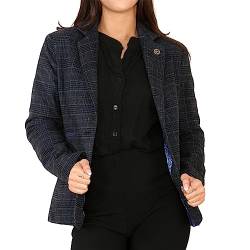 TruClothing.com Damen Tweed Check Weste Sakko Anzug Marineblau h Vintage Ellenbogen Patche 1920s - Blau Blazer 42 von TruClothing.com