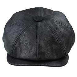 TruClothing.com Herren 8 Panel Razor Baker Boy Hut PU Leder Blinders Newsboy Schiebermütze - schwarz S-M von TruClothing.com