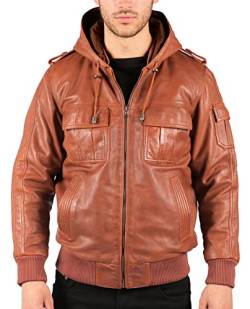 TruClothing.com Herren Bomberjacke Outwear Winddicht Winter Echtleder Jacken Mantel Kapuze von TruClothing.com