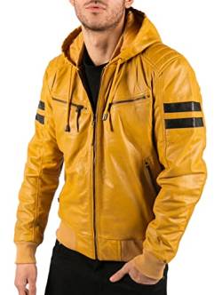 TruClothing.com Herren Bomberjacke Outwear Winddicht Winter Echtleder Mantel Gesteppte Kapuze von TruClothing.com