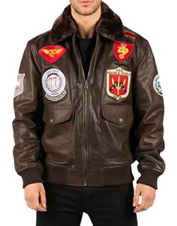 TruClothing.com Herren Bomberjacke Winddicht Winter US Pilot Flieger Luftwaffe Fliegen Echtleder Jacken Mantel von TruClothing.com