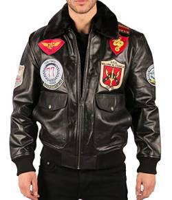 TruClothing.com Herren Bomberjacke Winddicht Winter US Pilot Flieger Luftwaffe Fliegen Echtleder Jacken Mantel von TruClothing.com