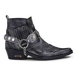 TruClothing.com Herren Cowboystiefel, hochwertig, echtes Leder, Vintage, Wincklepicker, Reitstiefel, Tanzstiefel, kubanischer Absatz, grau, 41 EU von TruClothing.com