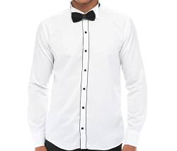 TruClothing.com Herren Flügelkragen Hemd Smoking Weiß Schwarz Paspelierung Dinner Klassisch - weiß L von TruClothing.com