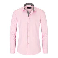 TruClothing.com Herren Hemd mit Knopfleiste Elegant Lässig, Formelle Passform Baumwolle Lange Ärmel - rosa XL von TruClothing.com