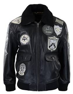 TruClothing.com Herren Lederjacke 100% Echtleder Schwarz Piloten Design von TruClothing.com