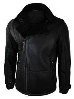 TruClothing.com Herren Lederjacke Echt Schaffell Leder Schwarz Winter Mittlere Länge Designer Schafsleder Jacke von TruClothing.com