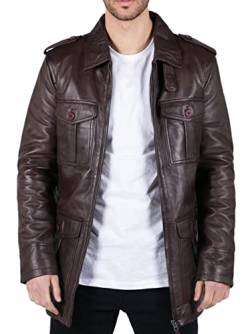 TruClothing.com Herren Lederjacke Safari Echtleder Parka Schwarz Braun Tailored Fit Freizeitjacke - braun 5XL von TruClothing.com