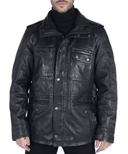 TruClothing.com Herren Lederjacke Trenchcoat Outwear Winddicht Winter Parka Militär Echtleder Jacken Mantel von TruClothing.com