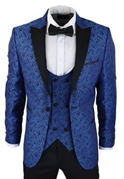 TruClothing.com Herren Paisley Smoking Blazer und Weste Brokat Dinner Jacke Satin Schwarz Blau - blau 62 von TruClothing.com