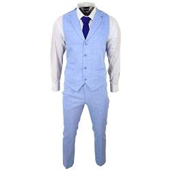 TruClothing.com Herren Sommer Anzug Weste Hose Leinen Elegant Formal Königsblau Hochzeit - blau 50 von TruClothing.com