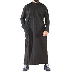 TruClothing.com Herren Thobe Jubba Nehru Kragen Islamische Kleidung Muslim Kleid Robe Saudi - schwarz XXL von TruClothing.com