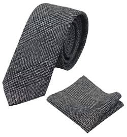 TruClothing.com Herren-Tweed-Krawatte mit Fischgrätenmuster Karo Klassisch Blau Braun Grau Schwarz - grau-ak10 One size von TruClothing.com