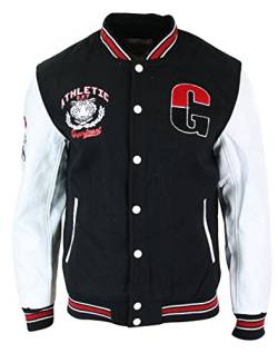 TruClothing.com Herrenjacke PU Leder Carmel Schwarz Rot Weiß Blau Varsity College Baseball Design von TruClothing.com