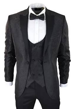 TruClothing.com Smoking für Herren Paisley Blazer und Weste Brokat Dinner Jacke - schwarz 52 von TruClothing.com