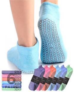 Rutschfeste Yoga-Socken mit Noppen für Frauen, 6 Paar Pilates, Tanz & Pure Barre Sticky Socks - - Medium von TruGrippin