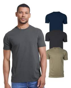 True Classic Herren T-Shirt mit Rundhalsausschnitt und kurzen Ärmeln, 3er-Pack - Marineblau, Holzkohlefarben, Militärgrün, L von True Classic