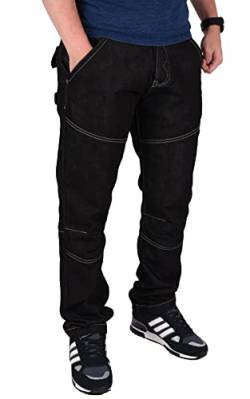 True Face Herren Jeans Straight Fit Knopfleiste Hosenbund Denim Hose alle Taillengrößen 30-42, Schwarz , Bundweite: 97 cm, beinlänge: 81 cm (38 W / 32 L) von True Face