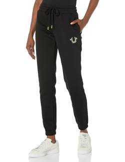 True Religion Brand Jeans Damen Midrise Jogger mit klassischem Logo Lässige Hose, Schwarz (Jet Black), Groß von True Religion